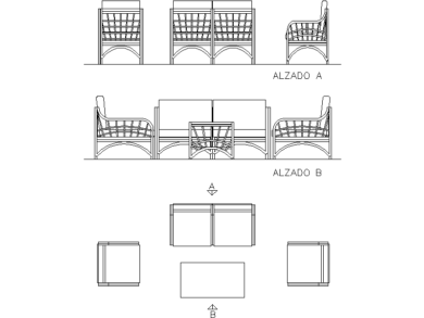 Bloques DWG de Muebles de Patio con Asientos Profundos Gratis para AutoCAD 2D