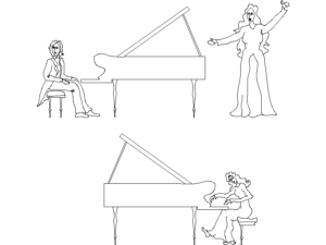 Descargar músicos AutoCAD DWG Gratis – Bloque 2D piano de cola