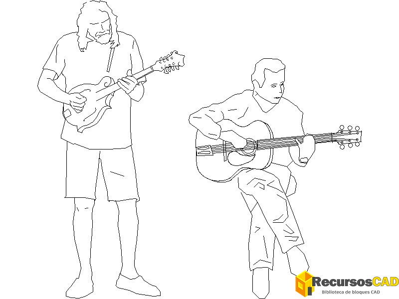 Músicos que tocan la guitarra y la mandolina