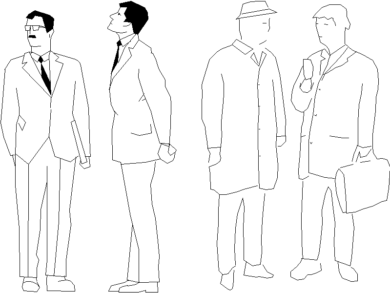 Parejas de hombres esperando una reunión