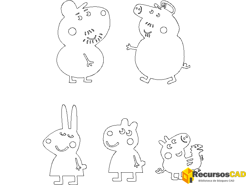 Bloques DWG de Personajes de Peppa Pig