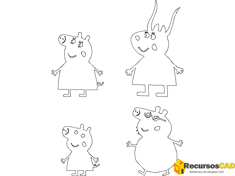 Bloques DWG de Personajes de Peppa Pig