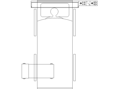 Plano de una cama de hospital