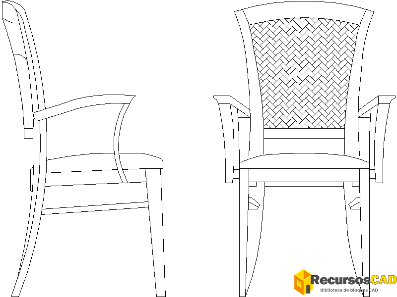 Silla de comedor con respaldo de mimbre