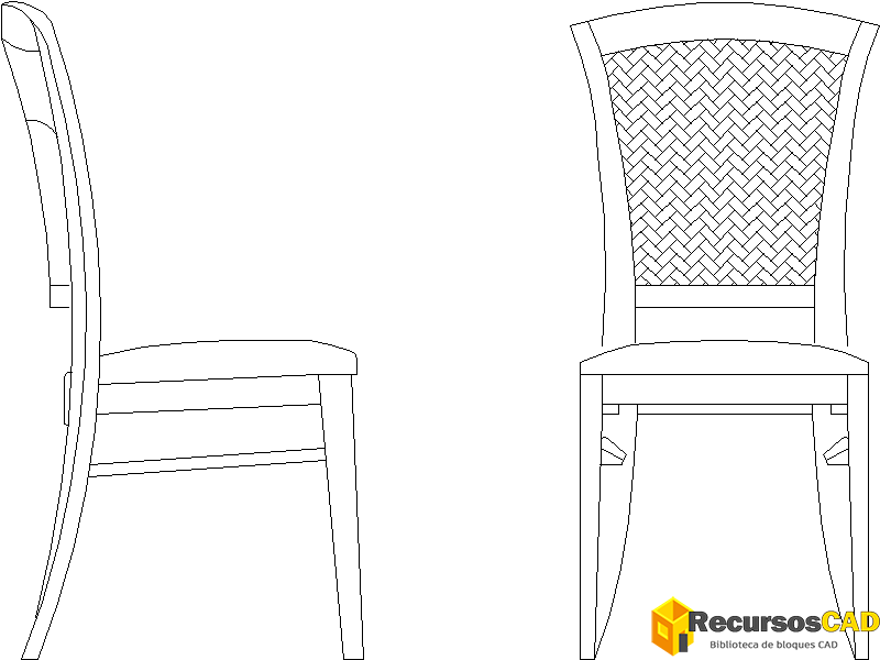 Silla de madera con respaldo de mimbre