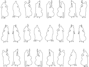 Descargar músicos AutoCAD DWG Gratis – Bloque 2D siluetas cuerda