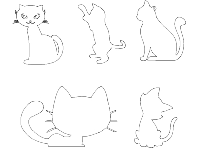 Descarga Siluetas de Gatos en Bloques DWG Gratis para AutoCAD 2D