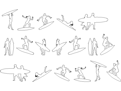 Siluetas de surfistas