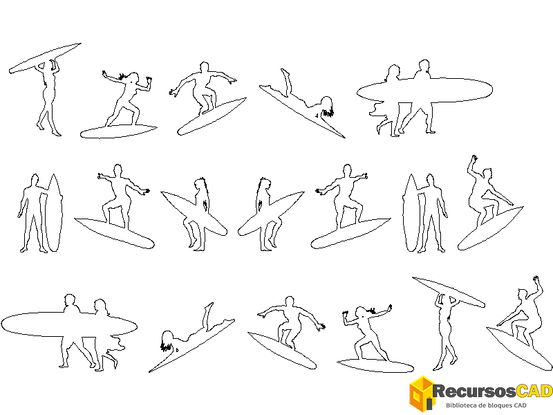 Siluetas de surfistas