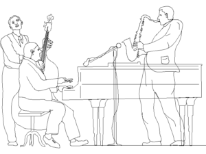 Descargar músicos tocando AutoCAD DWG Gratis – Bloque 2D jazz