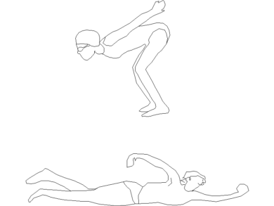 Un buzo y un nadador de estilo libre