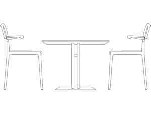 Bloque DWG de mesa redonda con cuatro sillas para diseño exterior