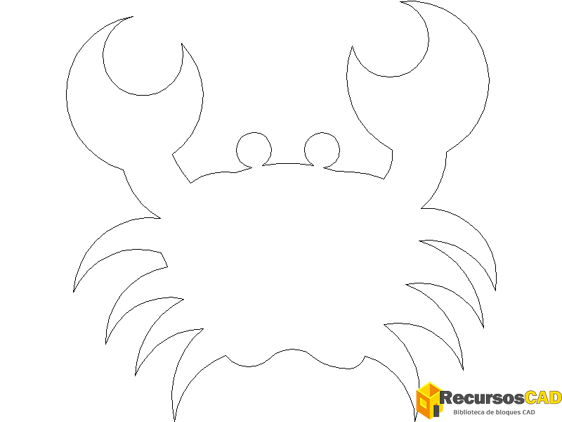 Modelo en Planta de un Cangrejo de Arena para AutoCAD