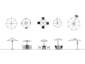 Bloques AutoCAD DWG de Mesas de Jardín