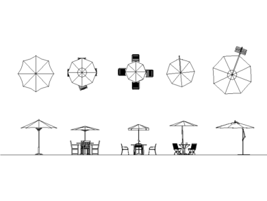 Bloques AutoCAD DWG de Mesas de Jardín