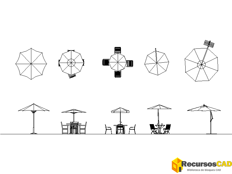 Bloques CAD de Mesas DWG - RecursosCAD