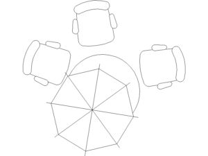 muebles jardín, mesa con sombrilla en planta