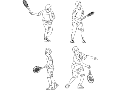 niños practicando en una lección de tenis