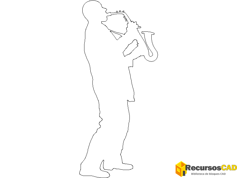 descargar saxofonista autocad dwg gratis bloque 2D musico saxofon