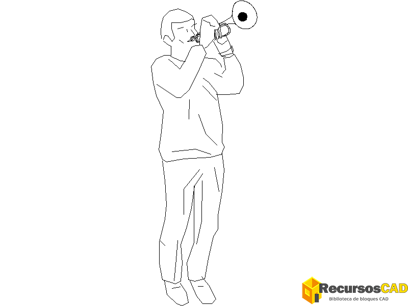 descargar trompetista autocad dwg gratis bloque 2D musico trompeta