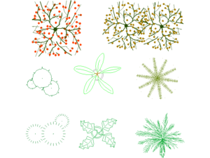 Bloques DWG de arbustos de bayas y plantas en maceta