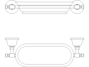 bandeja de pared de bano alzado en DWG