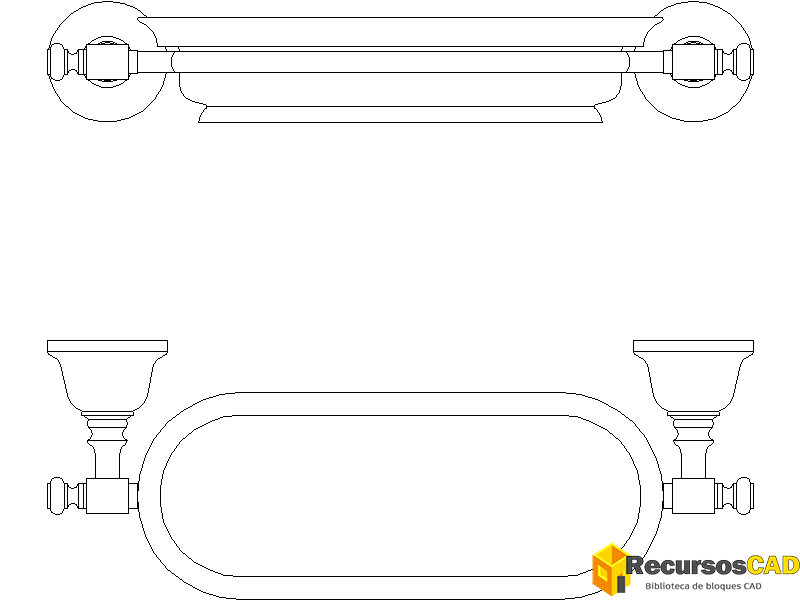 Bloques AutoCAD Bandeja de pared de baño