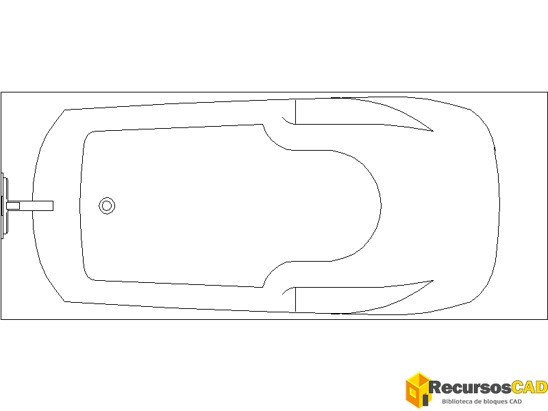 Bloques CAD bañeras minimalistas en vista superior