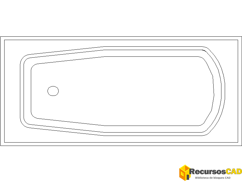 Bloques CAD bañeras rectangular en formato DWG