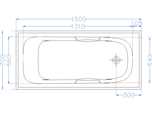 Bloques AutoCAD DWG bañera vista superior