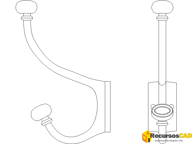 Bloques AutoCAD Dibujo CAD en .dwg de colgador de ropa