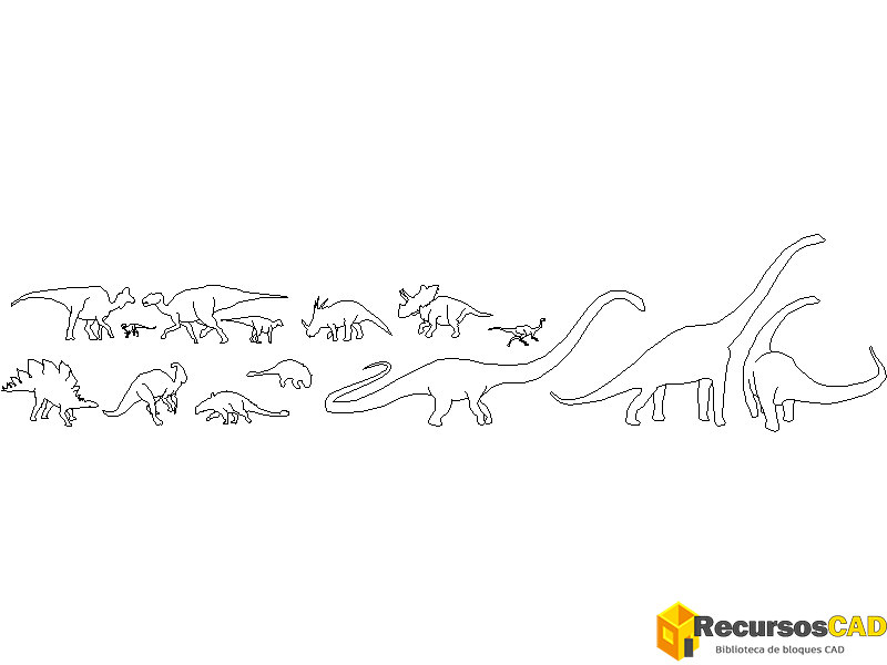 Bloques AutoCAD Dinosaurios Herbívoros DWG Gratis en 2D