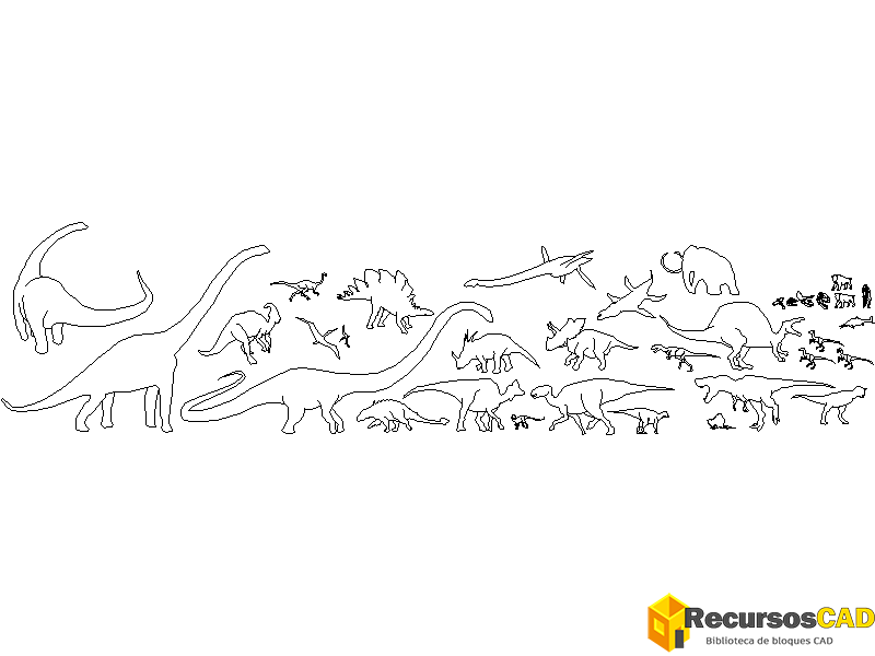 Bloques AutoCAD Siluetas de Dinosaurios