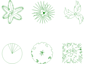 Bloques DWG de elementos naturales verdes para AutoCAD