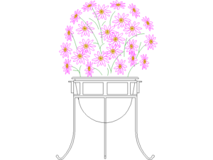diseno de macetas con flores en DWG