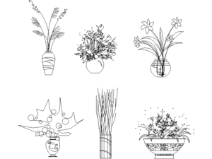 Flores decorativas para mesa o armario en DWG