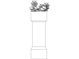 flores en un jarron de columna en DWG 2D