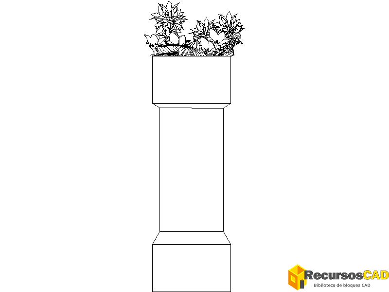 flores en un jarron de columna en DWG 2D