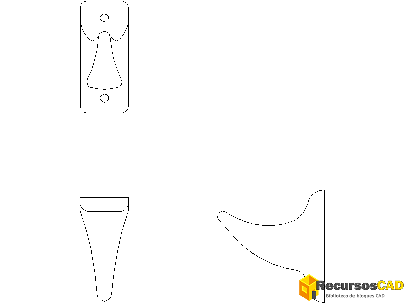 Bloques AutoCAD Ganchos para batas de madera y metal