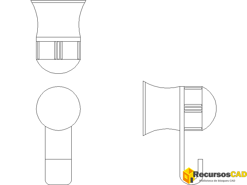 Bloques AutoCAD Ganchos para batas de madera y metal 02