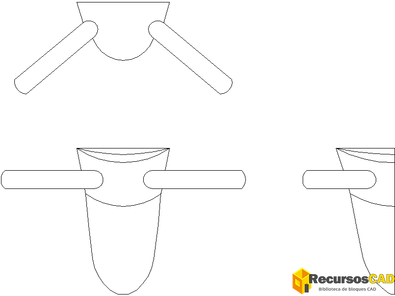 Bloques AutoCAD Ganchos para batas de madera y metal 03