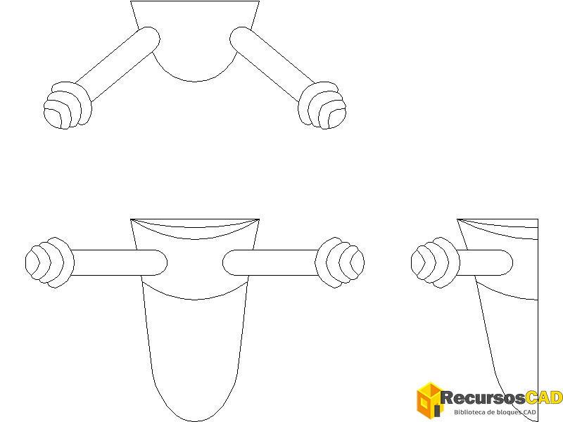 Bloques AutoCAD Ganchos para batas de madera