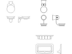 jabonera de pared alzado lateral y superior en DWG