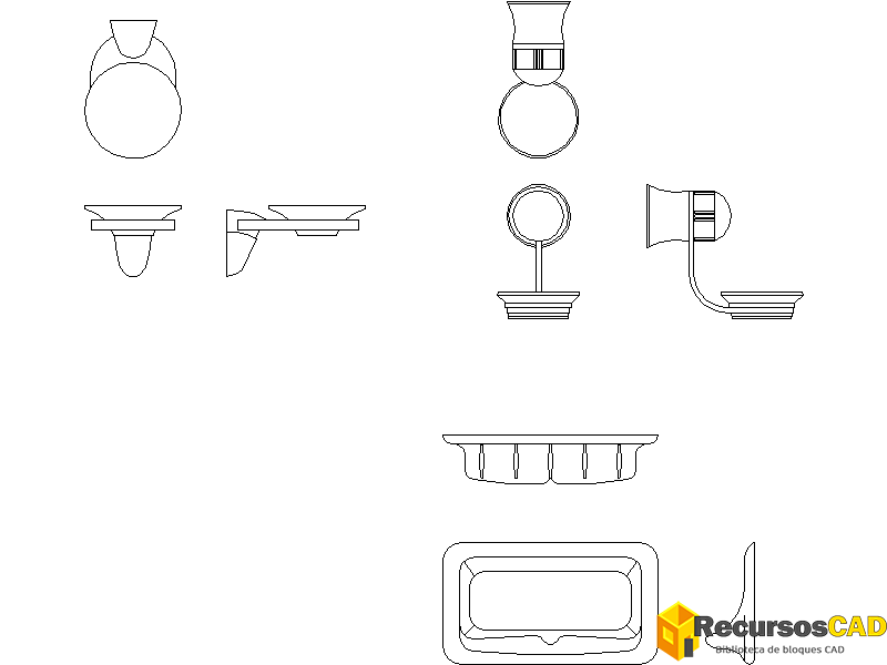 Bloques AutoCAD Jabonera de pared