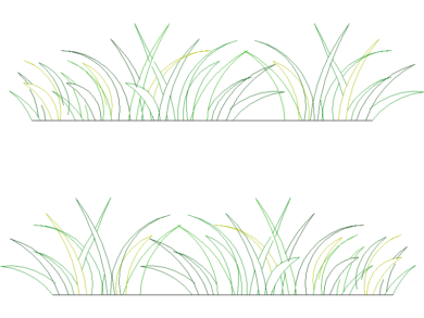 Mechones de hierba verde