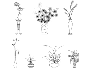 Bloques DWG de plantas decorativas de interior para una villa