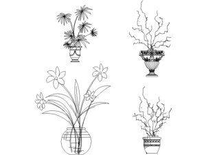 Descargar Plantas en Maceta AutoCAD DWG Gratis – Bloque 2D Decorativo