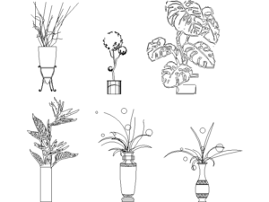 plantas ornamentales para el porche en DWG