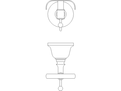 Bloque AutoCAD de portarrollos con base de madera