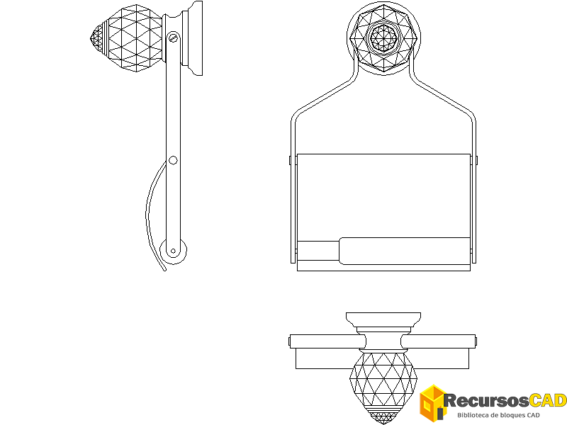 Bloque AutoCAD de portarrollos de papel higiénico de lujo